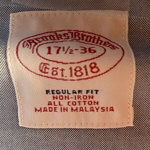 Brooks Brothers All Cotton Non-Iron Light Blue Dress Shirt